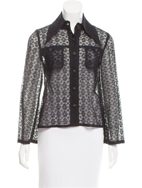 chanel white blouse with lace cutouts|Chanel blouses for women.